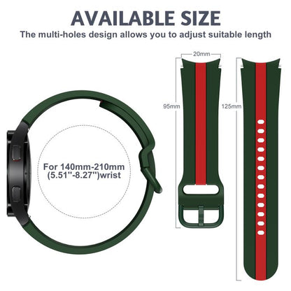 For Samsung Galaxy Watch7 / 6 / 5 Kalebol Three Vertical Stripes Same Color Buckle Silicone Strap(Green Red) by Kalebol