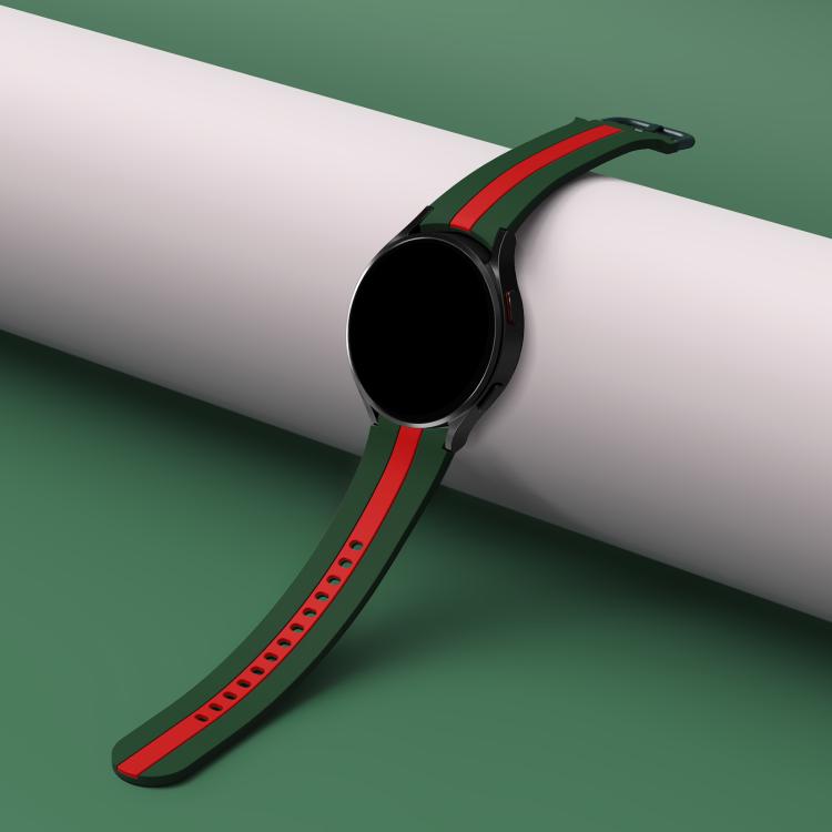 For Samsung Galaxy Watch7 / 6 / 5 Kalebol Three Vertical Stripes Same Color Buckle Silicone Strap(Green Red) by Kalebol