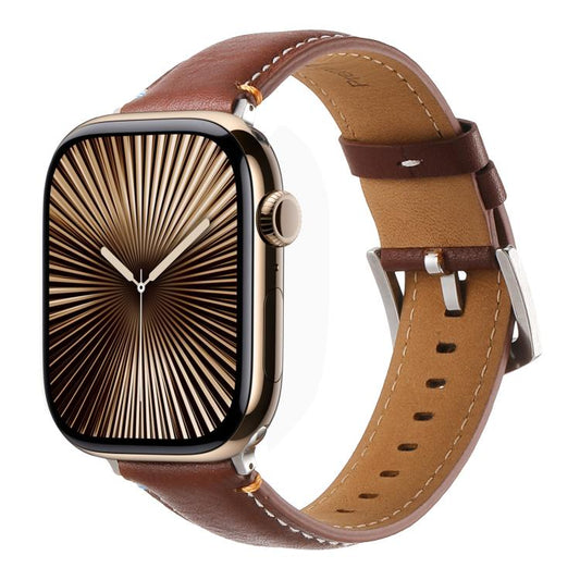 For Apple Watch 42mm / 41mm / 40mm / 38mm Kalebol Stitched Genuine Leather Watch Band(Pull Up Leather Brown) by Kalebol