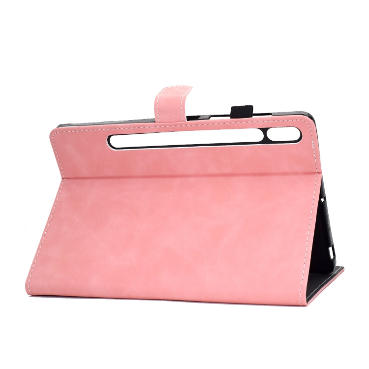 For Samsung Galaxy Tab S8 / Galaxy Tab S7 T870 Cowhide Texture Horizontal Flip Leather Case with Holder & Card Slots & Sleep / Wake-up Function(Rose Gold) by bashfashion