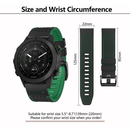 For Garmin Fenix 7 22mm Kalebol Dot Hole Silicone Leather Quick Release Watch Band(Black Red) by Kalebol