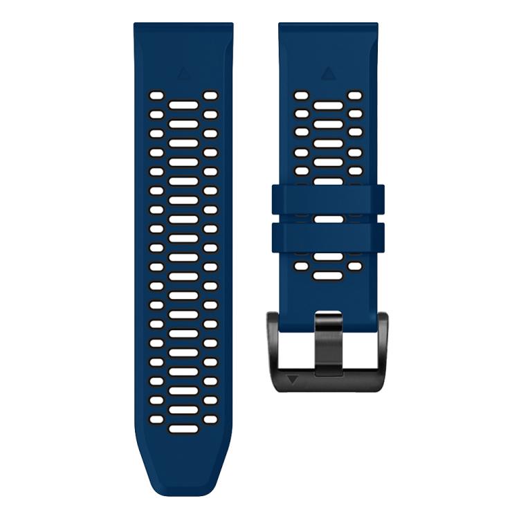 For Garmin Fenix 7X 26mm Kalebol Three Rows Hole Two Color Silicone Watch Band(Royal Blue Black) by Kalebol