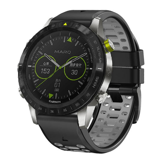 For Garmin Fenix 7X 26mm Kalebol Three Rows Hole Two Color Silicone Watch Band(Black Grey) by Kalebol