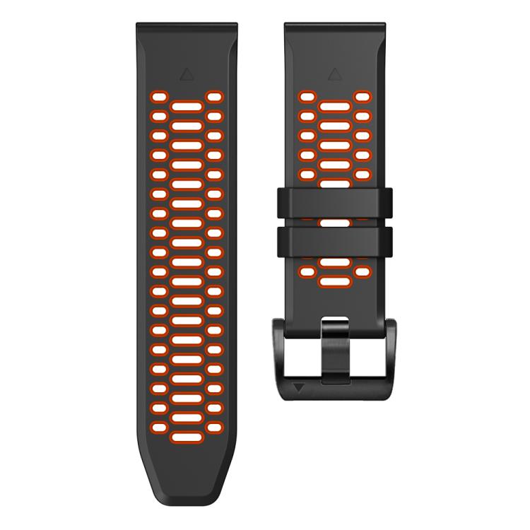 For Garmin Fenix 7 22mm Kalebol Three Rows Hole Two Color Silicone Watch Band(Black Red) by Kalebol