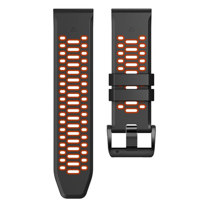 For Garmin Fenix 7 22mm Kalebol Three Rows Hole Two Color Silicone Watch Band(Black Red) by Kalebol