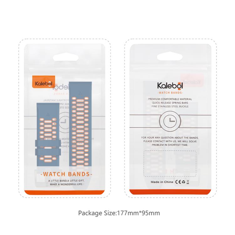 For Garmin Fenix 7X 26mm Kalebol Three Rows Hole Two Color Silicone Watch Band(Royal Blue Black) by Kalebol