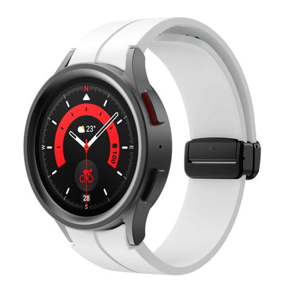 For Samsung Galaxy Watch7 / 6 / 5 Kalebol Concave Folding Magnetic Buckle Silicone Strap(White) by Kalebol