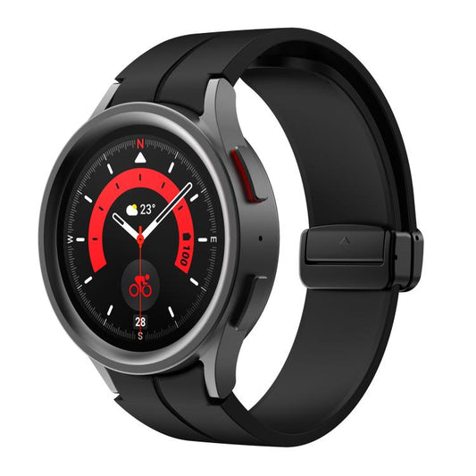 For Samsung Galaxy Watch7 / 6 / 5 Kalebol Concave Folding Magnetic Buckle Silicone Strap(Black) by Kalebol