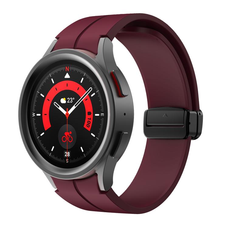 For Samsung Galaxy Watch7 / 6 / 5 Kalebol Concave Folding Magnetic Buckle Silicone Strap(Wine Red) by Kalebol