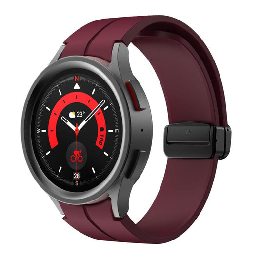 For Samsung Galaxy Watch7 / 6 / 5 Kalebol Concave Folding Magnetic Buckle Silicone Strap(Wine Red) by Kalebol