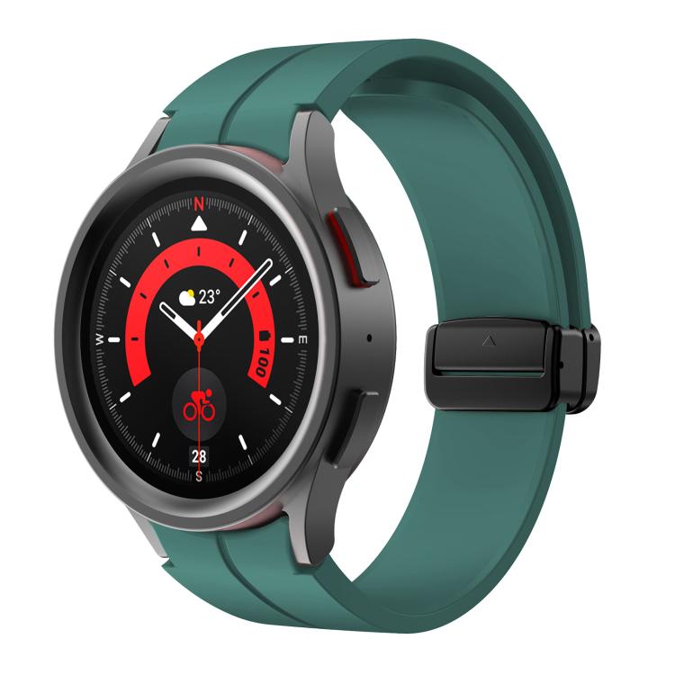 For Samsung Galaxy Watch7 / 6 / 5 Kalebol Concave Folding Magnetic Buckle Silicone Strap(Pine Needle Green) by Kalebol