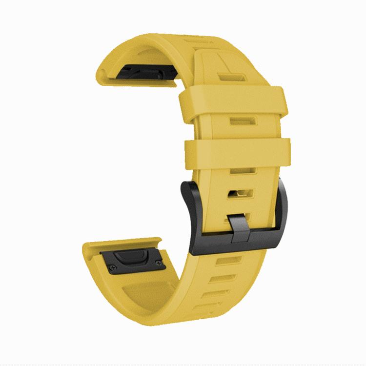 For Garmin QuickFit 26mm Kalebol Plain Texture Silicone Watch Band(Yellow) by Kalebol