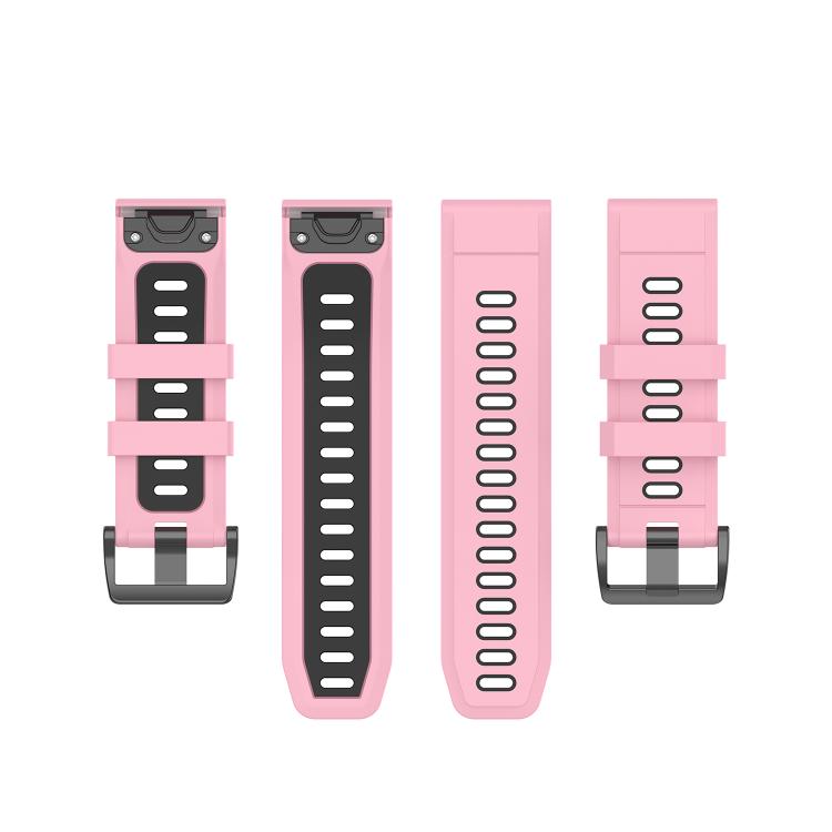 For Garmin QuickFit 26mm Kalebol Two-color Silicone Watch Band(Pink Black) by Kalebol