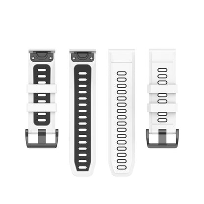 For Garmin QuickFit 22mm Kalebol Two-color Silicone Watch Band(White Black) by Kalebol