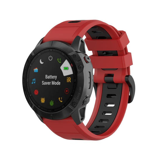 For Garmin QuickFit 22mm Kalebol Two-color Silicone Watch Band(Red Black) by Kalebol