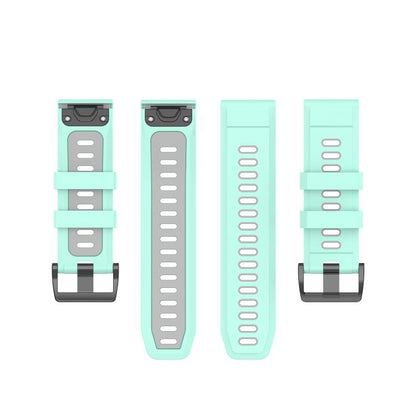 For Garmin QuickFit 22mm Kalebol Two-color Silicone Watch Band(Teal Grey) by Kalebol