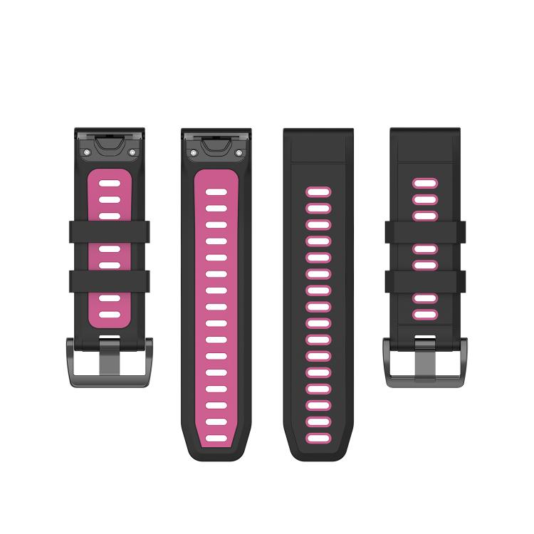 For Garmin QuickFit 20mm Kalebol Two-color Silicone Watch Band(Black Rose Red) by Kalebol