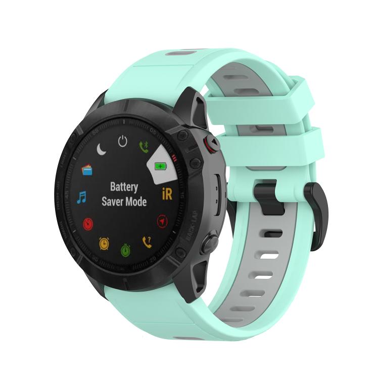 For Garmin QuickFit 20mm Kalebol Two-color Silicone Watch Band(Teal Grey) by Kalebol