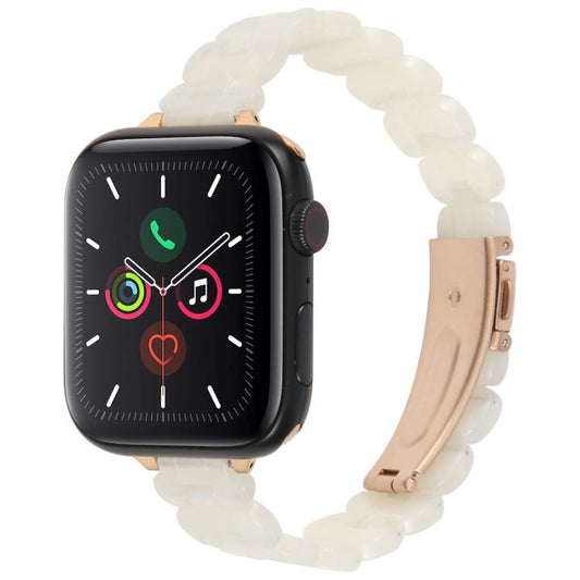 For Apple Watch 46mm / 49mm / 45mm / 44mm Oval Resin Watch Band(Beige White) by bashfashion