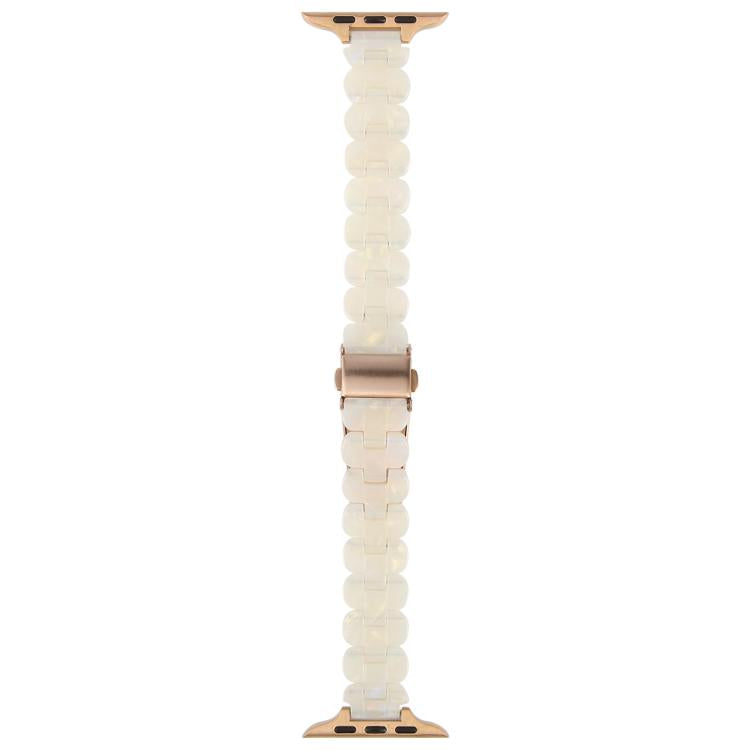 For Apple Watch 46mm / 49mm / 45mm / 44mm Oval Resin Watch Band(Beige White) by bashfashion