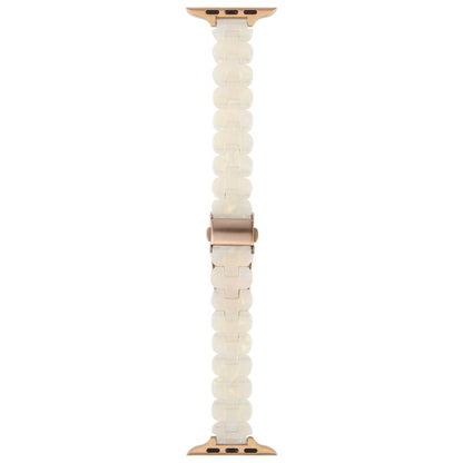 For Apple Watch 46mm / 49mm / 45mm / 44mm Oval Resin Watch Band(Beige White) by bashfashion