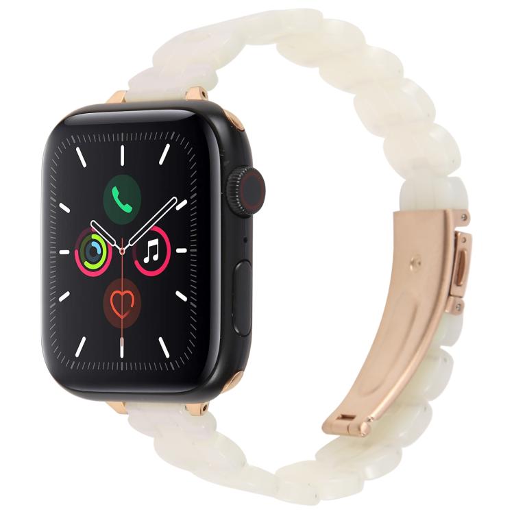 For Apple Watch 46mm / 49mm / 45mm / 44mm Oval Resin Watch Band(Gradient White) by bashfashion