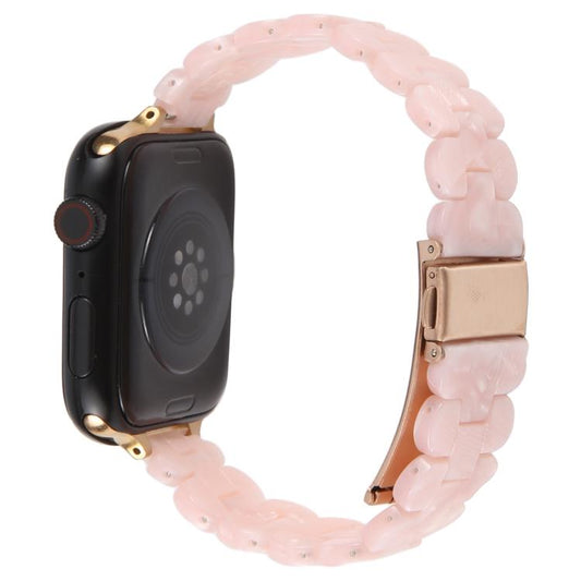 For Apple Watch 46mm / 49mm / 45mm / 44mm Oval Resin Watch Band(Pearl Powder) by bashfashion