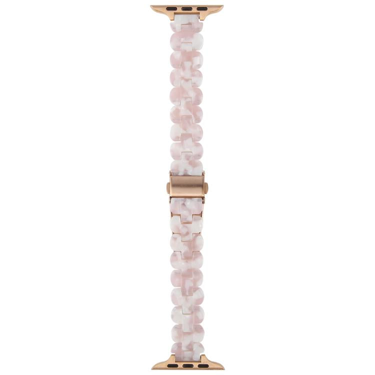 For Apple Watch 46mm / 49mm / 45mm / 44mm Oval Resin Watch Band(Pink Flower) by bashfashion
