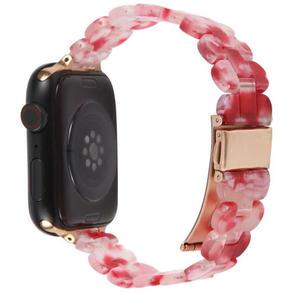 For Apple Watch 46mm / 49mm / 45mm / 44mm Oval Resin Watch Band(Red Floral) by bashfashion