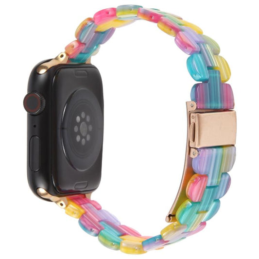 For Apple Watch 46mm / 49mm / 45mm / 44mm Oval Resin Watch Band(Rainbow) by bashfashion