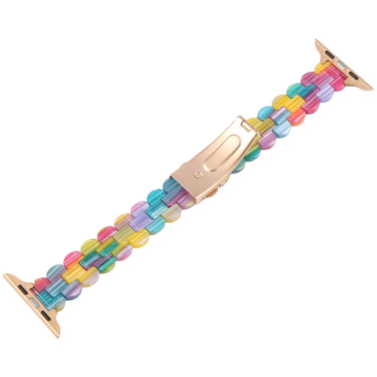 For Apple Watch 46mm / 49mm / 45mm / 44mm Oval Resin Watch Band(Rainbow) by bashfashion