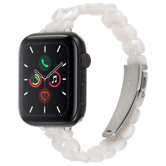 For Apple Watch 46mm / 49mm / 45mm / 44mm Oval Resin Watch Band(Flash White) by bashfashion