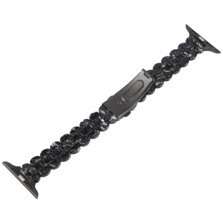 For Apple Watch 46mm / 49mm / 45mm / 44mm Oval Resin Watch Band(Flash Black) by bashfashion