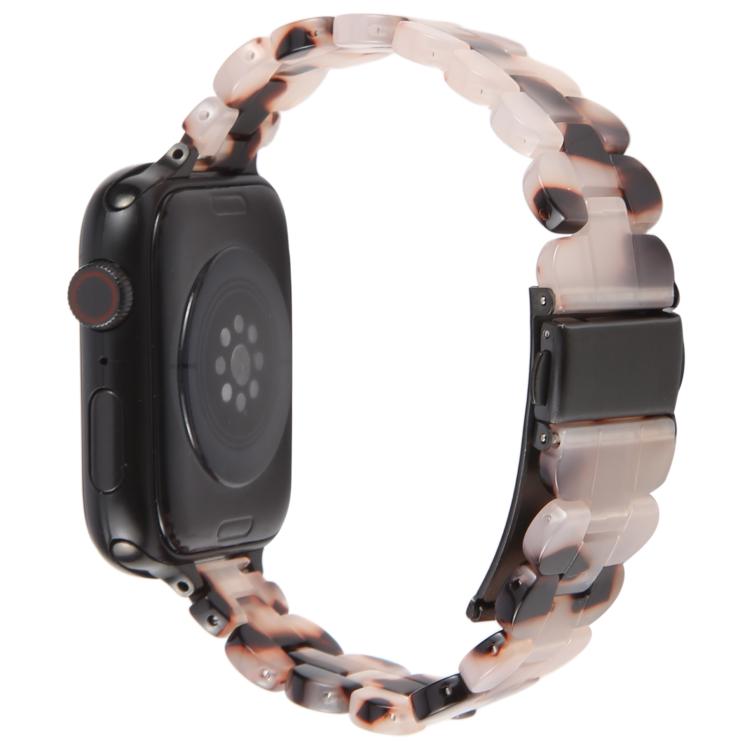 For Apple Watch 46mm / 49mm / 45mm / 44mm Oval Resin Watch Band(Light Grey Flower) by bashfashion