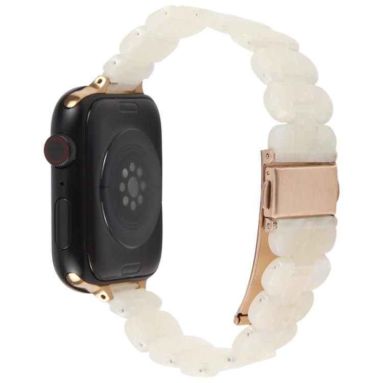 For Apple Watch 42mm / 41mm / 40mm / 38mm Oval Resin Watch Band(Beige White) by bashfashion