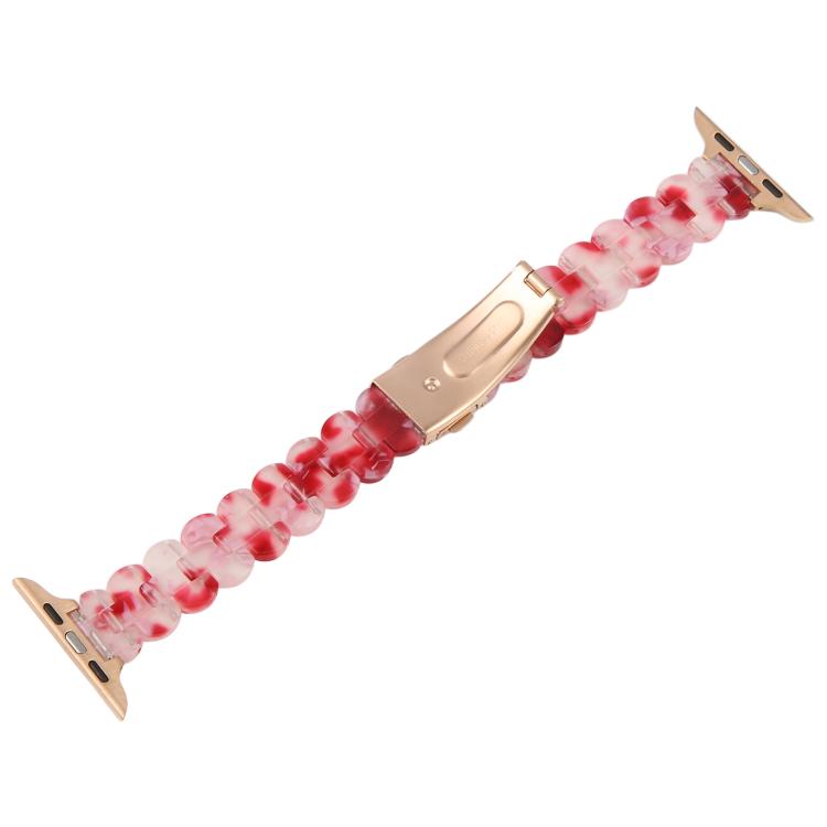 For Apple Watch 42mm / 41mm / 40mm / 38mm Oval Resin Watch Band(Red Floral) by bashfashion