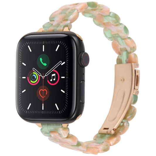 For Apple Watch 42mm / 41mm / 40mm / 38mm Oval Resin Watch Band(Pink Green) by bashfashion