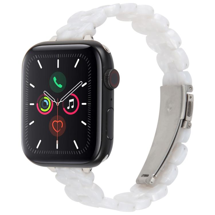 For Apple Watch 42mm / 41mm / 40mm / 38mm Oval Resin Watch Band(Pearl White) by bashfashion