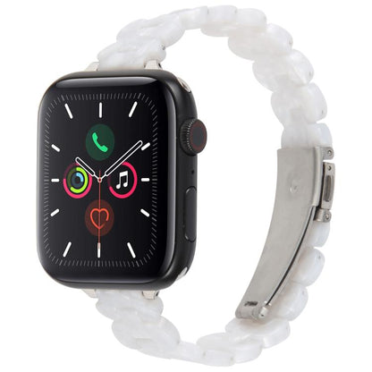 For Apple Watch 42mm / 41mm / 40mm / 38mm Oval Resin Watch Band(Pearl White) by bashfashion