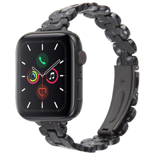 For Apple Watch 42mm / 41mm / 40mm / 38mm Oval Resin Watch Band(Flash Black) by bashfashion