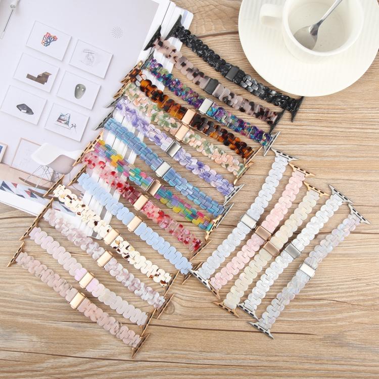 For Apple Watch 46mm / 49mm / 45mm / 44mm Oval Resin Watch Band(Mermaid Pink) by bashfashion