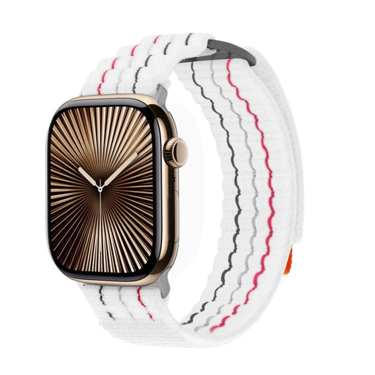 For Apple Watch 42mm / 41mm / 40mm / 38mm Kalebol Dual-section Sports Nylon Loop Watch Band(White) by Kalebol