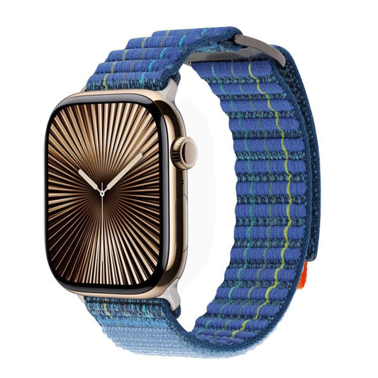For Apple Watch 42mm / 41mm / 40mm / 38mm Kalebol Dual-section Sports Nylon Loop Watch Band(Deep Sea Blue) by Kalebol