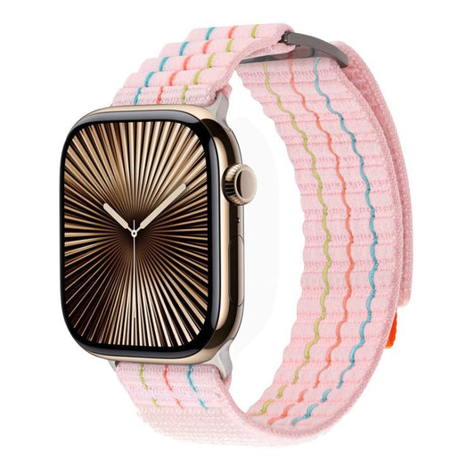 For Apple Watch 42mm / 41mm / 40mm / 38mm Kalebol Dual-section Sports Nylon Loop Watch Band(Cherry Blossom Pink) by Kalebol
