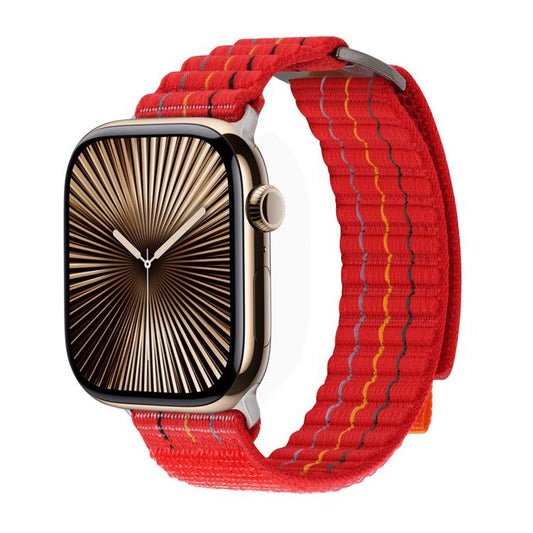 For Apple Watch 42mm / 41mm / 40mm / 38mm Kalebol Dual-section Sports Nylon Loop Watch Band(Cherry Red) by Kalebol