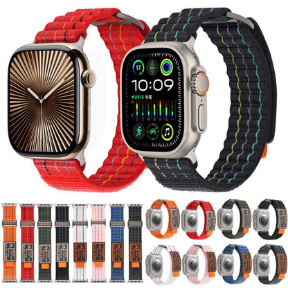For Apple Watch 46mm / 49mm / 45mm / 44mm Kalebol Dual-section Sports Nylon Loop Watch Band(Black) by Kalebol