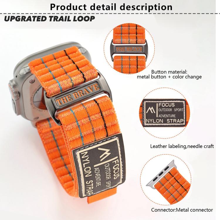 For Apple Watch 46mm / 49mm / 45mm / 44mm Kalebol Dual-section Sports Nylon Loop Watch Band(Orange) by Kalebol