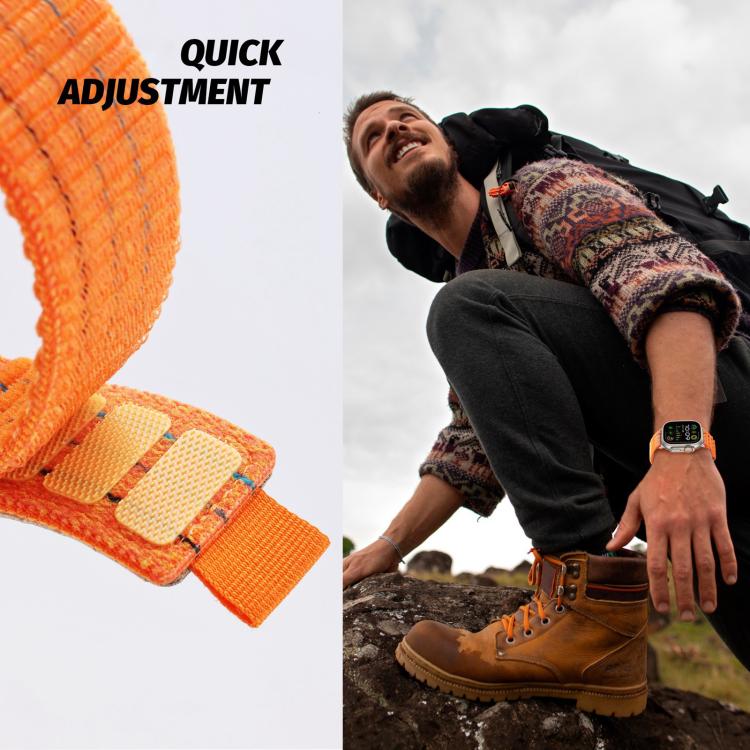 For Apple Watch 46mm / 49mm / 45mm / 44mm Kalebol Dual-section Sports Nylon Loop Watch Band(Orange) by Kalebol