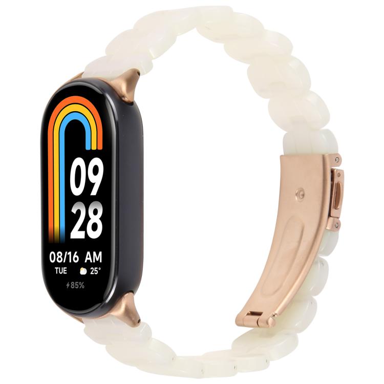 For Xiaomi Smart Band 9 / 8 Oval Resin Watch Band(Beige White) by bashfashion