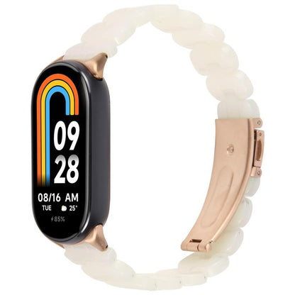 For Xiaomi Smart Band 9 / 8 Oval Resin Watch Band(Beige White) by bashfashion